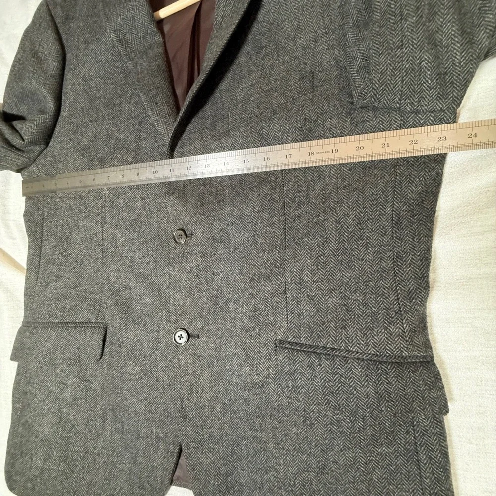 Banana Republic Men Brown Herringbone Blazer Elbow Patches 46R Dark Academia EUC